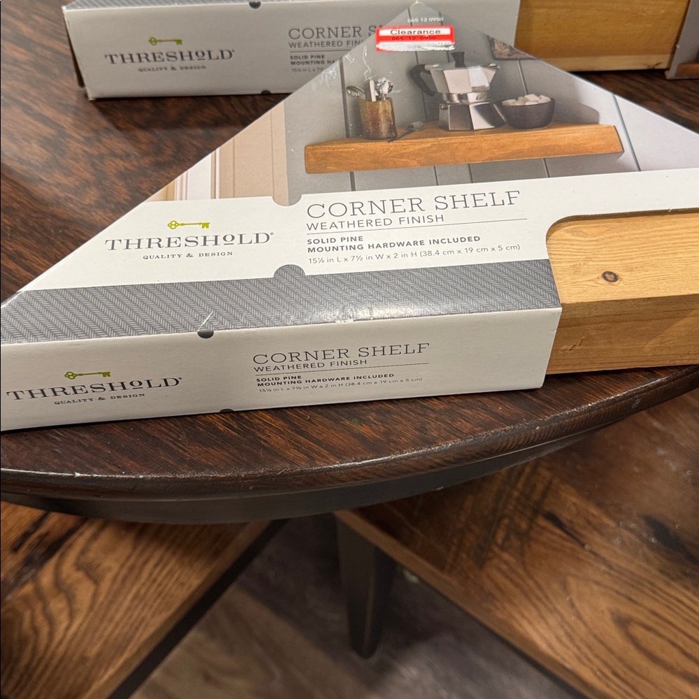 NWT, Set of 2, Threshold, Corner Shelves, Weathered Finish - Picture 2 of 5